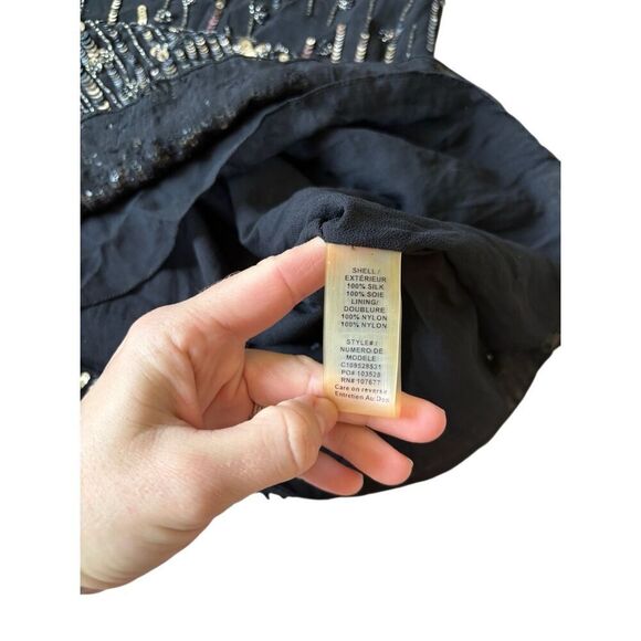 Alice + Olivia Mini Dress Sequin Beaded size XS Black - Picture 8 of 16